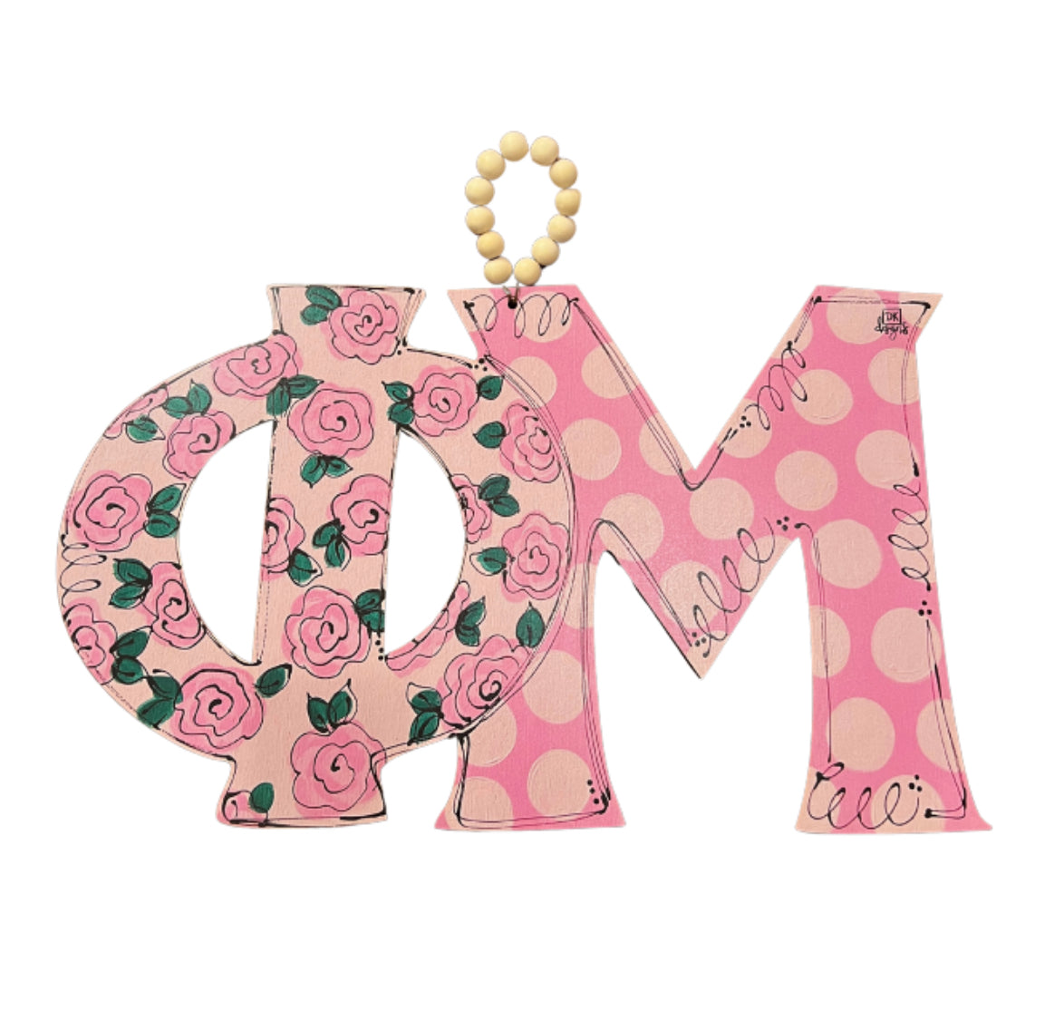 Carnation Greek Letter Door Hanger