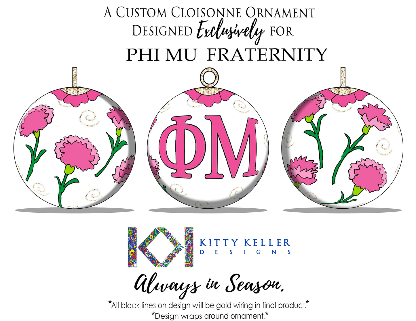 Carnation Cloisonné Ornament 2025