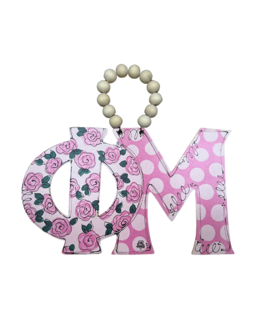 Carnation Greek Letter 12inch Hanger