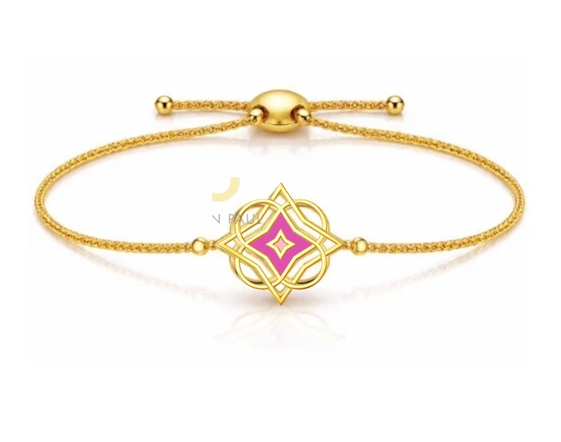 Two-Toned Quatrefoil Bolo Bracelet