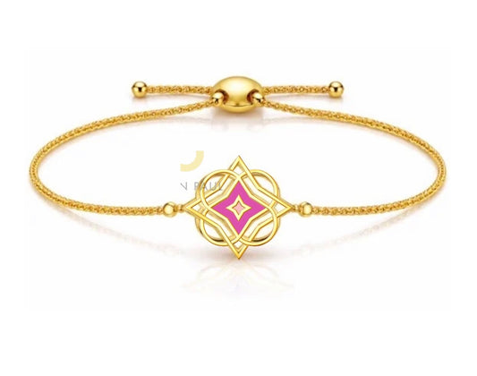Two-Toned Quatrefoil Bolo Bracelet