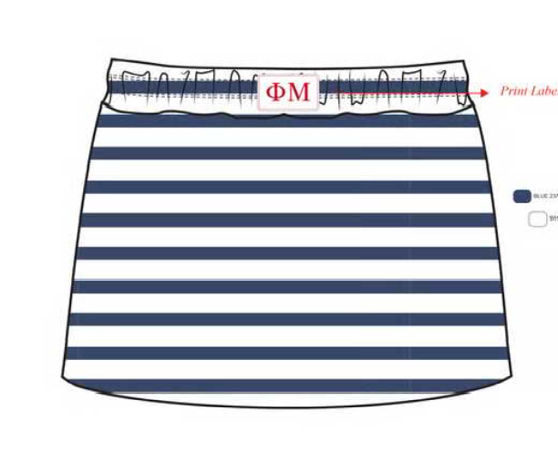Red White Mu Stripe Mini Skort